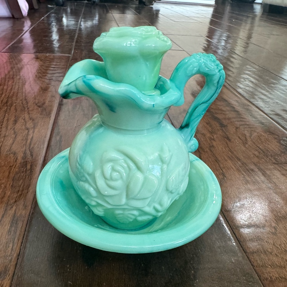 Vintage Avon Milk Glass Pitcher And Bowl Set